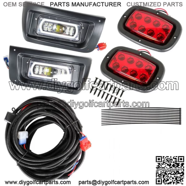 For Gas & Elec Club Car DS Golf Cart FULL LED Headlight + Tail Light Kit 1993-UP