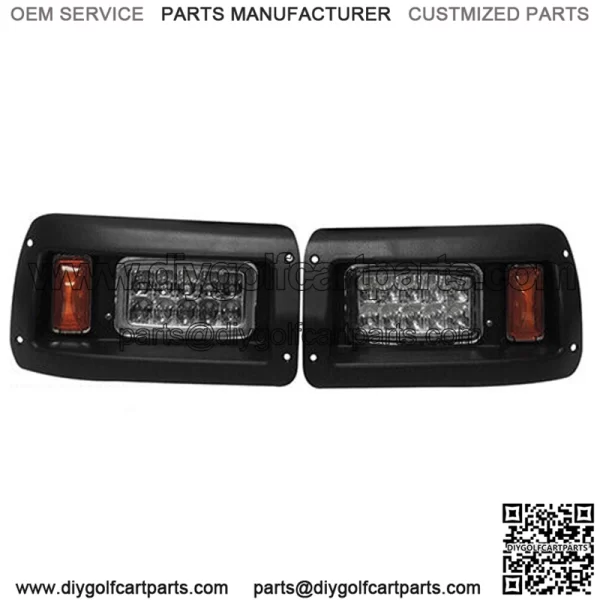 Golf Cart Adjustable Headlights with Bezels, LED, Club Car DS
