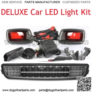 New For EZ-GO TXT Golf Car Light DELUXE Kit LED Headlight+LED Tail Light Kit