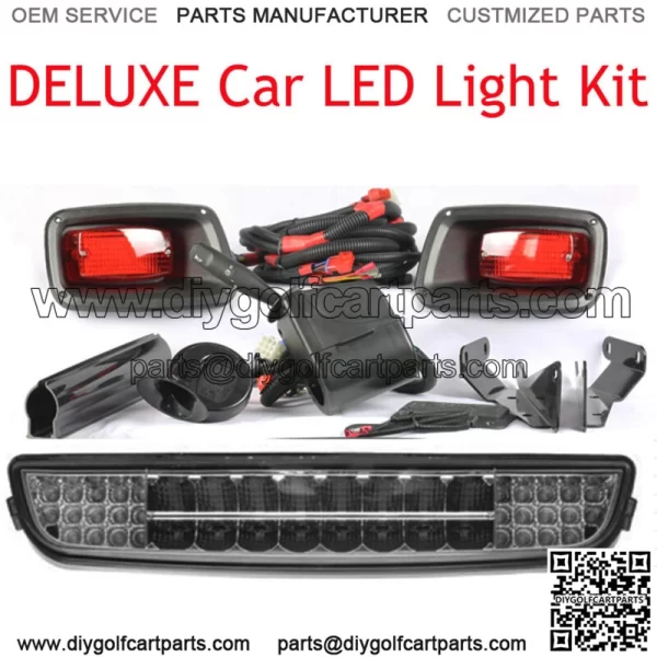 New For EZ-GO TXT Golf Car Light DELUXE Kit LED Headlight+LED Tail Light Kit