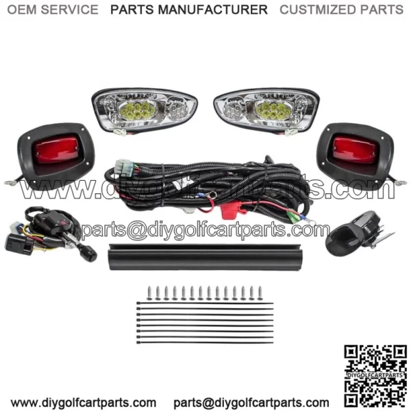 Golf Cart LED Headlight & Tail Light Kit Deluxe Street Package Fits EZGO RXV