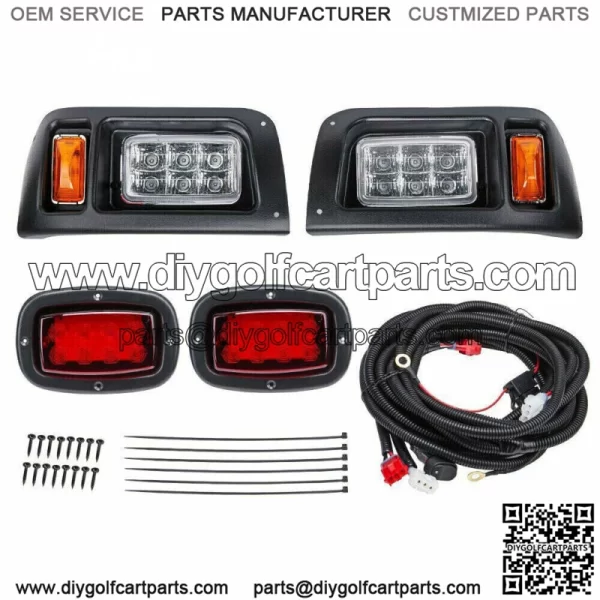 for 1993-Up Club Car DS Golf Cart Deluxe Street LED Headlight & Tail Light Kit