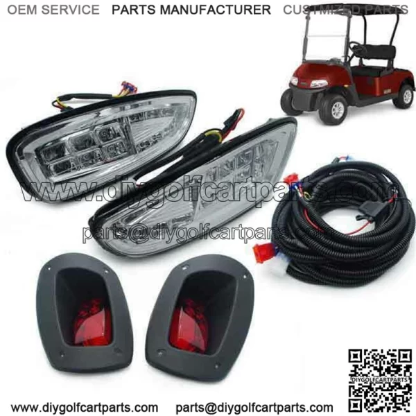 LED Headlight Kit w/Tail Light Switch 2008-2015 G&E Golf Cart For EZGO Ez-Go RXV