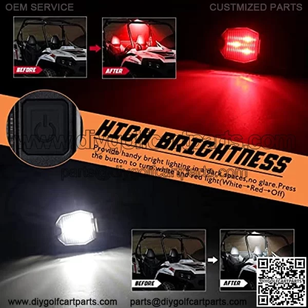 UTV Dome Light with Switch,12V Bright White&Red Universal Roll Bar LED Lights Utility Roll Cage Light Truck Bed Light LED Interior Reading Light Courtesy Light for Polaris RZR UTV Truck-1 PC - Image 2