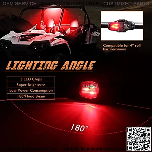 UTV Dome Light with Switch,12V Bright White&Red Universal Roll Bar LED Lights Utility Roll Cage Light Truck Bed Light LED Interior Reading Light Courtesy Light for Polaris RZR UTV Truck-1 PC - Image 3