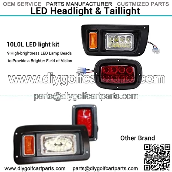 Golf Cart Light Kit for Club Car DS (12V)All Models with LED Head Light, Tail Lights, Turn Signals, Brake Lights Emergency Flasher and Horn - Image 3