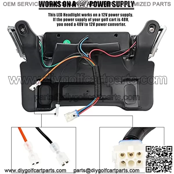 Club Car Precedent Led Head Light Wire Harness, Fits 2004-UP Electric Golf Carts - Image 2