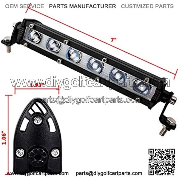 GES Single Row LED Light Bar 60W, 7 Inch 6 COB Universal LED Fog Lights, LED Driving Light/Work Lights for Trucks Jeep SUV Boat ATV LED Golf Cart Lights(2 Pack, 12-24V DC) - Image 2