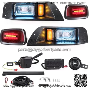 Golf Cart Ezgo TXT Led Light Kit With Daytime Running High/Low Beam Light for 1995-2013 (12V-48V) TXT Golf Cart,LED Light Kit Headlight and Taillight with Turn Signals Light Brake Light