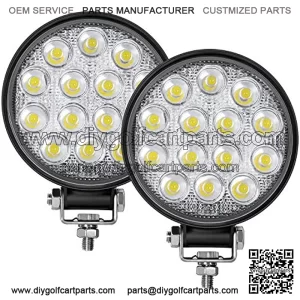 Led Round Light Bar 2PCS 4.5" 140w 14000LM Flood Light Pod Off Road Fog Driving Roof Bar Bumper for Jeep,SUV Truck, Hunters