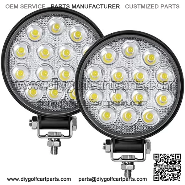 Led Round Light Bar 2PCS 4.5" 140w 14000LM Flood Light Pod Off Road Fog Driving Roof Bar Bumper for Jeep,SUV Truck, Hunters