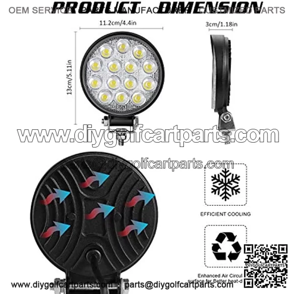 Led Round Light Bar 2PCS 4.5" 140w 14000LM Flood Light Pod Off Road Fog Driving Roof Bar Bumper for Jeep,SUV Truck, Hunters - Image 2