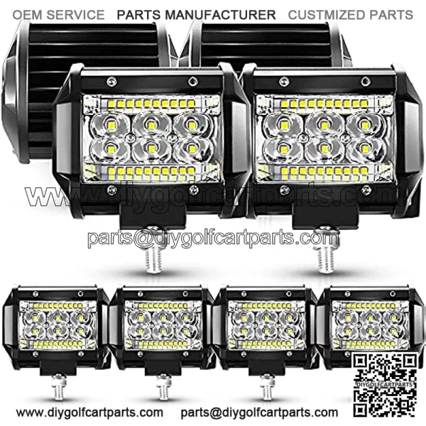 LED Pods for Truck, 4 Inch LED Light Bar, 15000lm 78W 12V 24V Spot Flood Combo Offroad Fog Lights LED Work Light Driving for Truck Pickup Tractor ATV UTV SUV RV Golf Cart Boat, Pack of 8