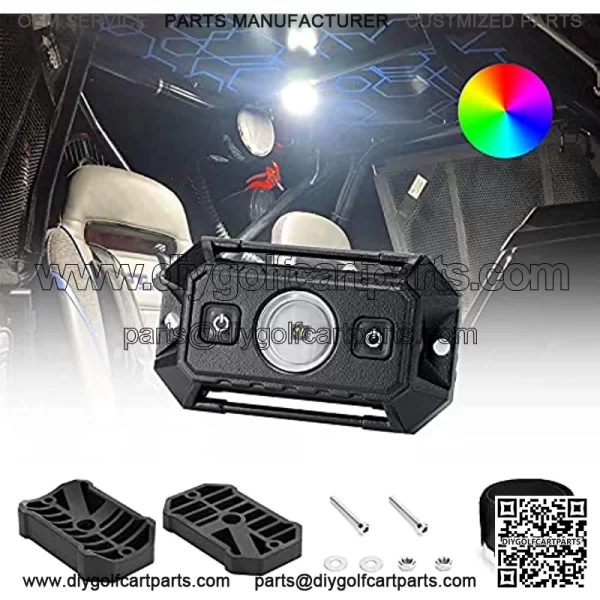 Universal Roll Bar Mount LED Light UTV Dome Light W/Switch Car Interior Light Roll Cage Utility Light Map Light for Polaris Can Am RZR Kawasaki Golf Car Trucks ATV - RGBW