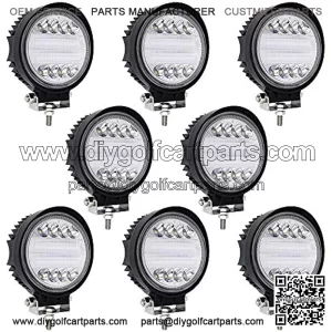 LED Light Bar Turboo 8pcs 4 inch 96w Round LED Offroad Light Pods Spot Flood Combo Work Light Off Road Driving Light Fog Lights Waterproof for Trucks Jeep ATV UTV SUV Pickup Boat
