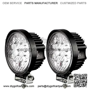 LED Pods Spot Flood Light 4" 27W Round Work Light 6000K for Tractor Bulldozer UTV Golf Cart Boat Off Road Truck Jeep SUV ATV - Voltage Automotive (2x Flood Light)
