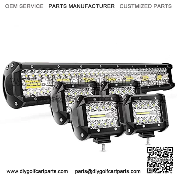20 Inch 420W Triple Row Flood Spot Combo Led Light Bar 4PCS 4Inch 60W LED Pods Driving Boat Lights Led Off Road Trucks Lights  (ZH415)