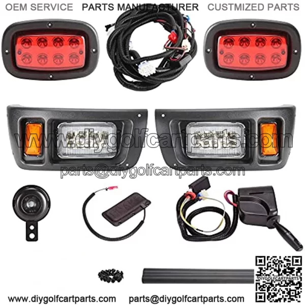 Golf Cart Deluxe LED Light Kit with Daytime Running Light Turn Signal Function Fits for Club Car DS with Headlight Taillight Brake Light Horn Turn Signal Assembly Upgrade Replacement - Image 3