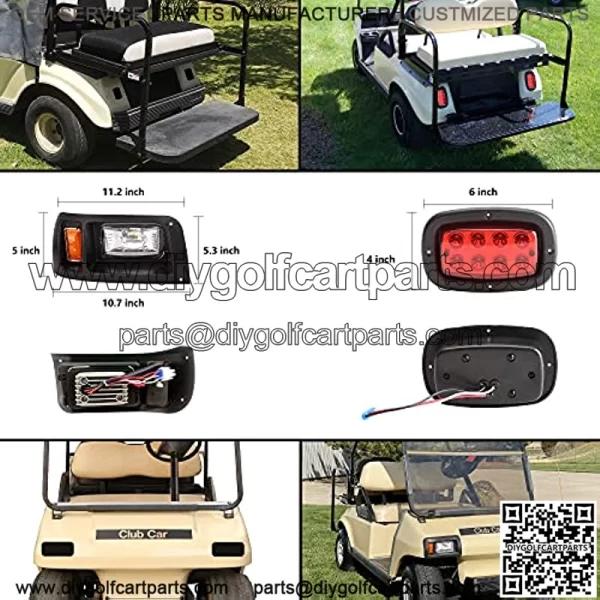 Golf Cart LED Headlight and Tail Light Kits for Club Car DS Carts (12V-48V), Super Bright With Turn Signals Kits, Brake Lights, Hazard Light Switch, Horn, Safe Daytime Running Lights - Image 2