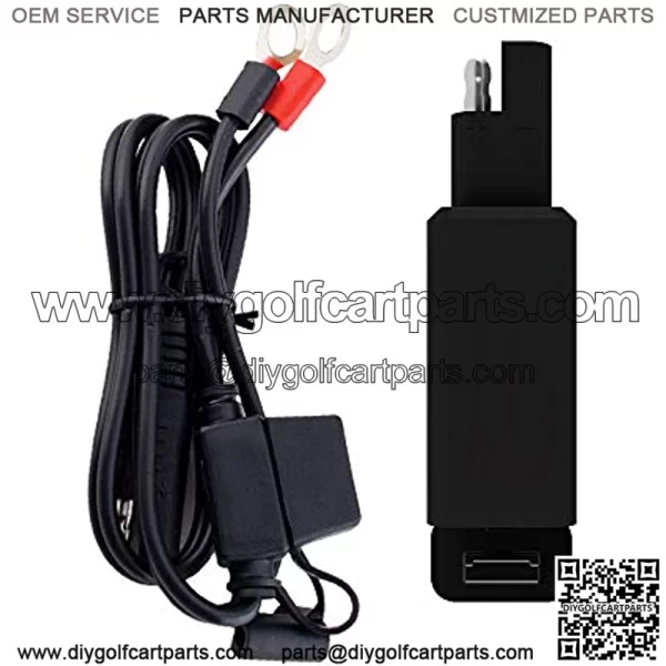 Battery Tender Ring Terminal Accessory Cable and USB Charger Adaptor: Battery Cord & 2.1 AMP USB Charging Adaptor for Mobile Devices - for Motorcycles, Golf Carts, ATVs - Quick Disconnect - 081-0174