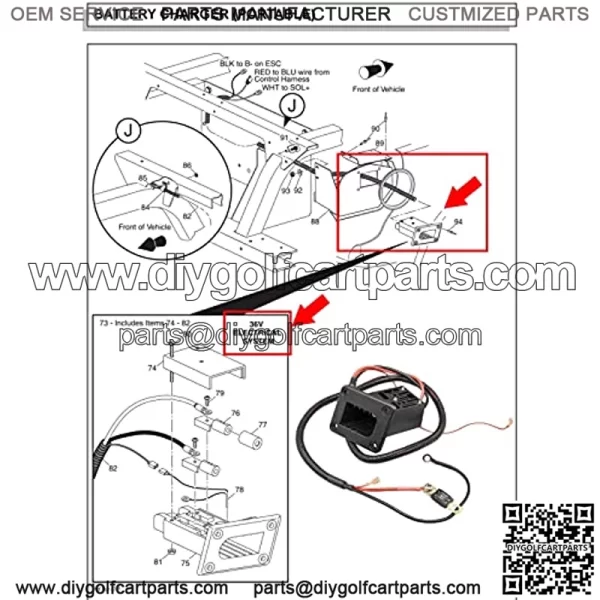 36V Powerwise Charger Plug or Charger Receptacle for EZGO TXT Medalist Electric Golf Carts 28137G02,73063-G01, - Image 5