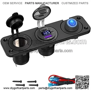 Cigarette Lighter 12V USB Outlet - Qidoe 48W PD& QC3.0 USB C Car Charger and DC 200W Cigarette Lighter Socket with Toggle Switch Waterproof DIY Panel for 12V/24V Car RV Marine Boat Camper Truck