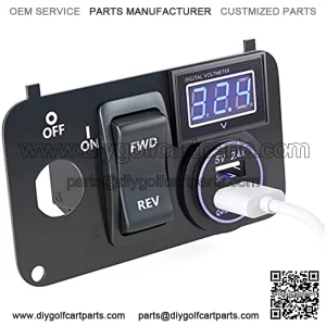 EZGO TXT Forward Reverse Switch Medalist Key Switch Plate with Forward and Reverse Switch, USB Charger Socket, Voltmeter for EZGO TXT PDS 2003-up 74323G01 74323-G01