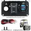 Golf Cart EZGO Key Switch Console Panel,Include DC 9V-48V 3.1A Fast Charge Dual USB Charger Sockets & Digital Voltmeter & Forward Reverse Switch,Fits EZGO TXT & Medalist PDS