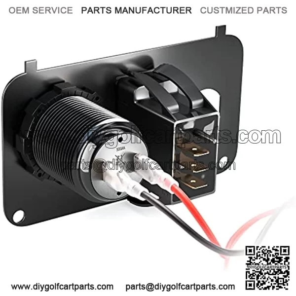 Golf Cart EZGO Key Switch Console Panel,Include DC 9V-48V 3.1A Fast Charge Dual USB Charger Sockets & Digital Voltmeter & Forward Reverse Switch,Fits EZGO TXT & Medalist PDS - Image 5