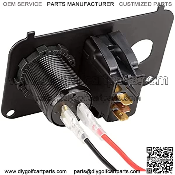 Golf Cart Key Switch Console Plate for EZGO TXT & Medalist, Includes Forward Reverse Switch, USB Charger Socket, Digital Volt Meter - Image 3
