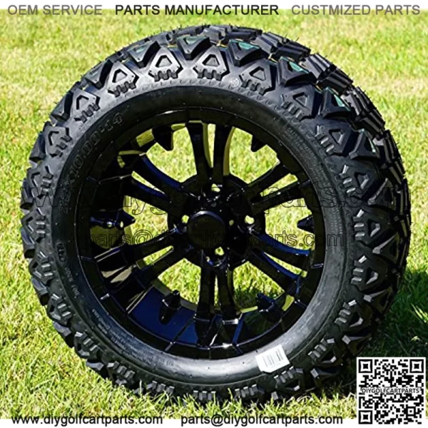 14" Vampire GloBlack Aluminum Wheels and 23X10-14 All Terrain Tire Combo - Set of 4