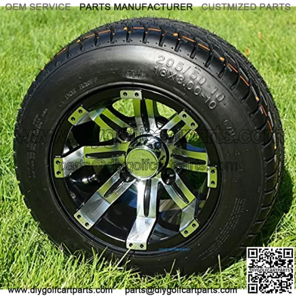 10" Black Wheels and 205/50-10" DOT Golf Cart Tires - Set of 4