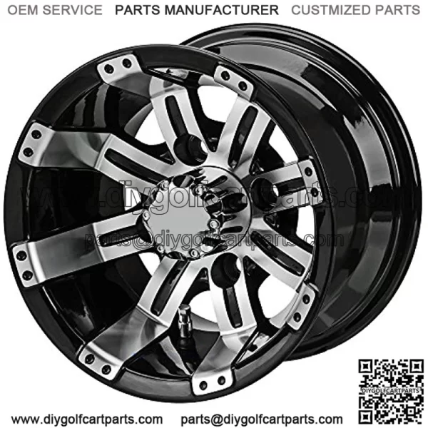 10" Black Wheels and 205/50-10" DOT Golf Cart Tires - Set of 4 - Image 2