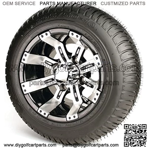 10" Black Wheels and 205/50-10" DOT Golf Cart Tires - Set of 4 - Image 3