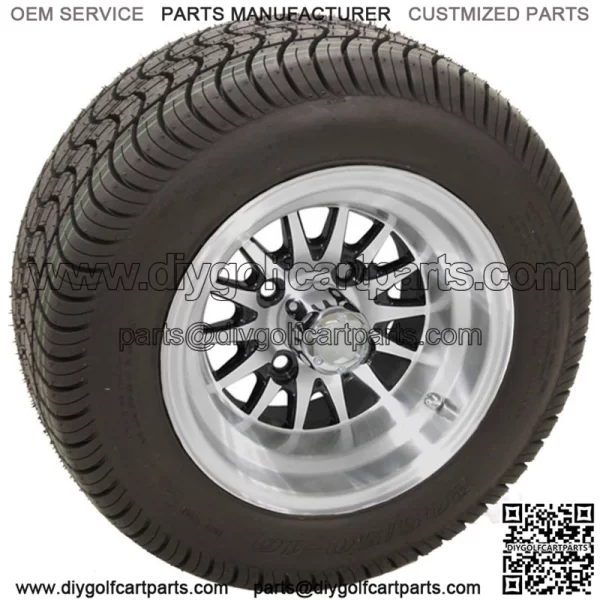 10" Machined Black Wheels with Street Low Profile Tire Options Combo