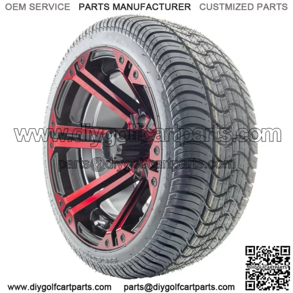 14" RX354 Black and Red Wheels and Tires Combo
