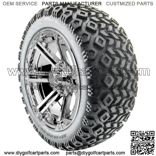 14" RX352 Chrome Wheels and Lifted Tires Combo