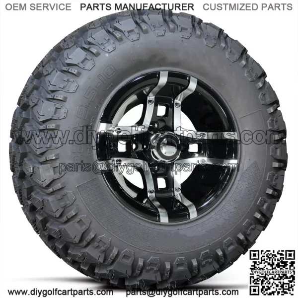 Alloys 10" Machined Black Wheels with Hammer Tire Combo