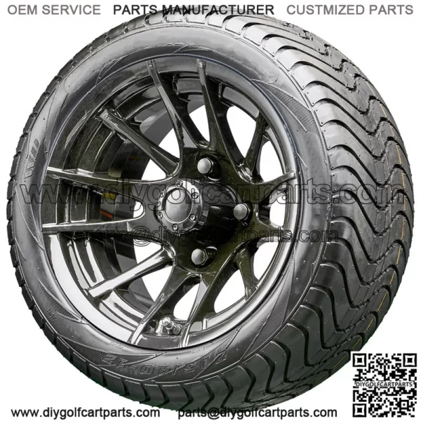 12" RX104 Black Wheels and Tires Combo