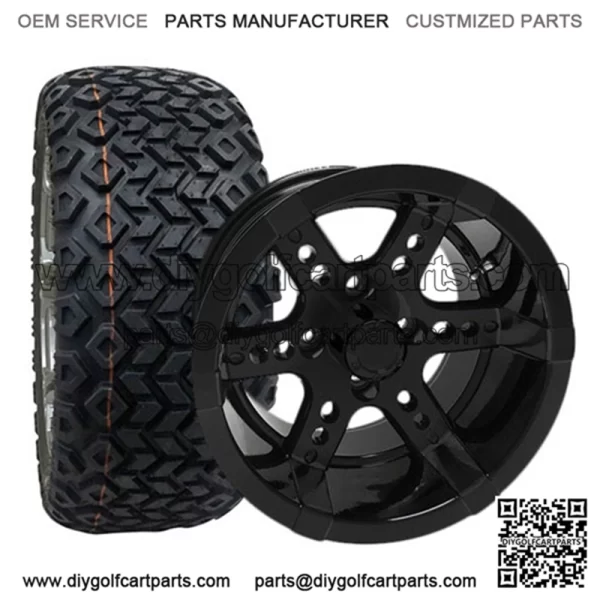 22x10-14" Golf Cart Tires & Wheels (22" Tall Pre-Mounted) - Image 2