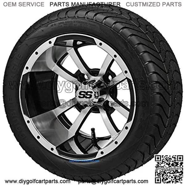 12" Storm Trooper Machined/Black Wheels and 215/35-12" Elite DOT Tires - Set of 4