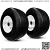 (2-Pcs-Set) New 13x6.50-6 Flat-Free Smooth Tires w/Steel Rim for Lawn Mower Garden Tractor - Hub Length 5.5"-7.1" installed with 3/4" Bore 136506 T161