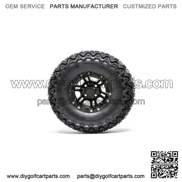 Set of 4 10" Matte Black Golf Cart Wheels on 22" All Terrain Tires