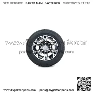 Set of 4 10" Black/Machined Golf Cart Wheels & 205/50-10 (18") Tires