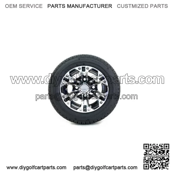 Set of 4 10" Black/Machined Golf Cart Wheels & 205/50-10 (18") Tires