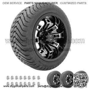 Golf Cart Wheels 12" Recluse Machine/Black on Street Tires Set of Four