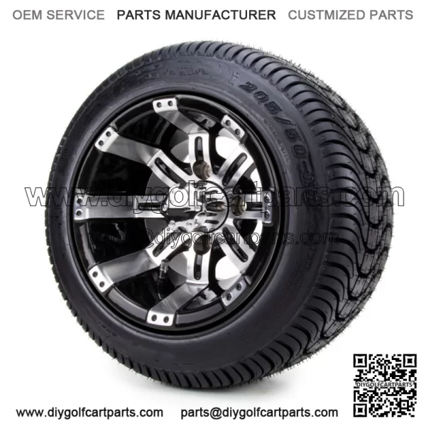 Golf Cart Wheels and Tires Combo - 10" Machine/Black - Set of 4