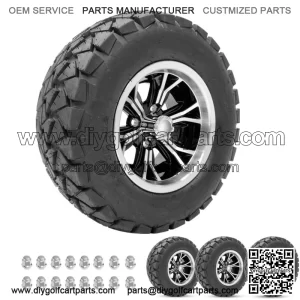 Golf Cart Wheels 12" Phenom Machine/Black on 22" Timberwolf Tires Carts