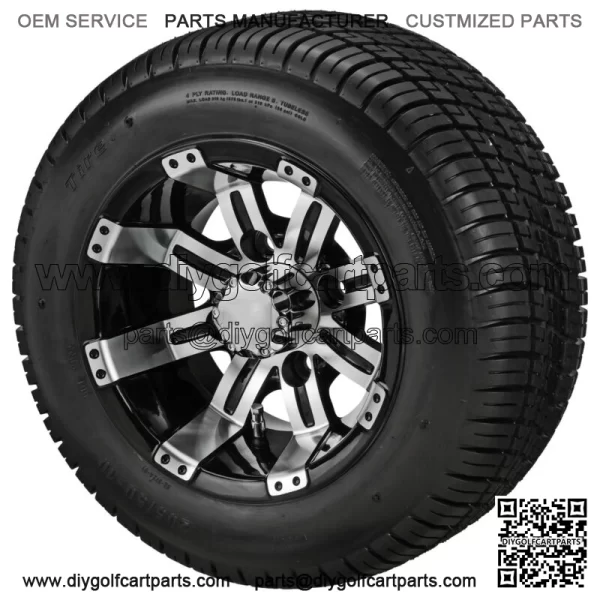 10" Casino Blk/Mch on 205/50-10 Deli Tire (Set of 4) fits Metric Lug Nuts