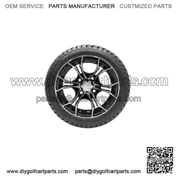 Set of 4 12" Black/Machined Golf Cart Wheels on 215/35-12 (18") Tires